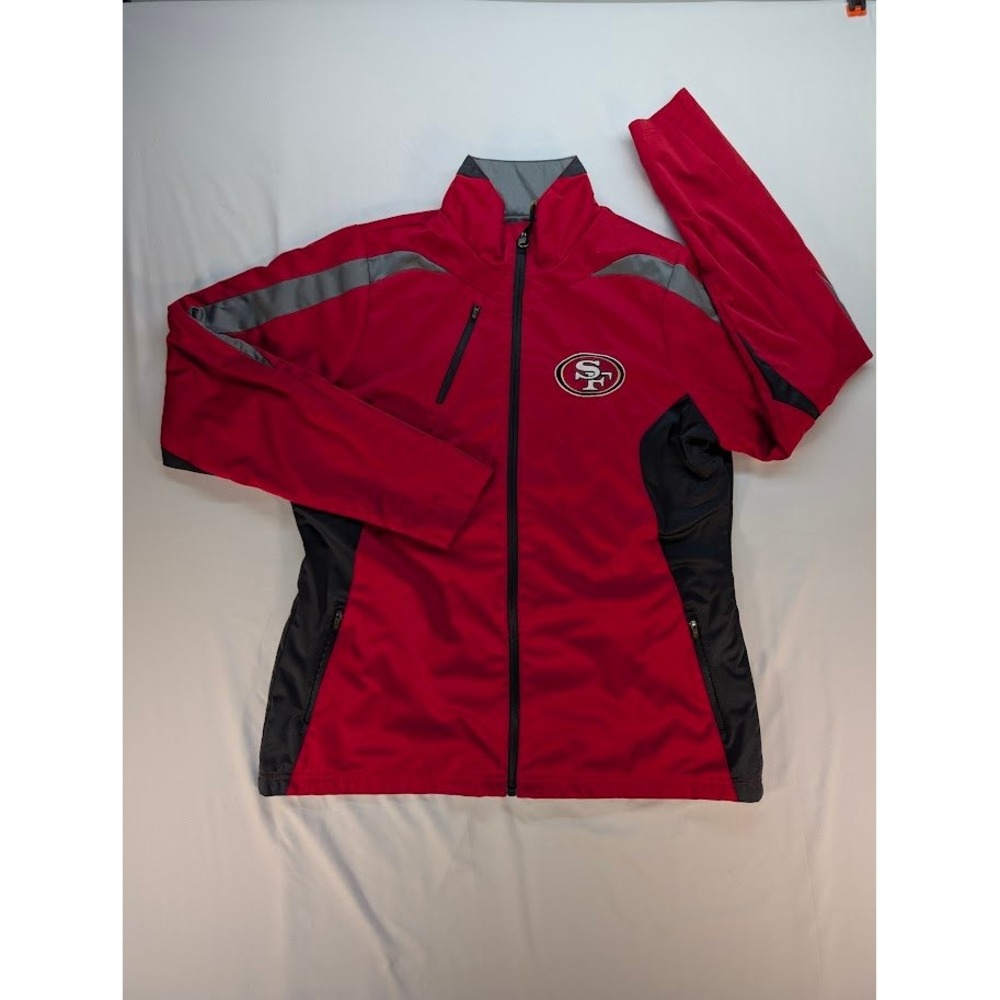 NFL San Francisco 49ers Women Red Full Zip Track Jacket Sporty Activewear Large